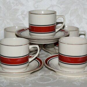 Beautiful MCM Cup and Saucer Set of 5 | Kun-Lun Mid Century Modern Design